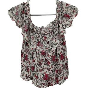 American Eagle Floral Crochet Off Shoulder Crop Top